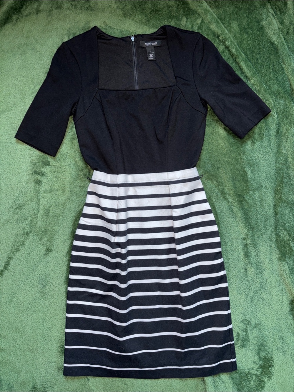 White House Black Market Black and White Striped Midi Dress